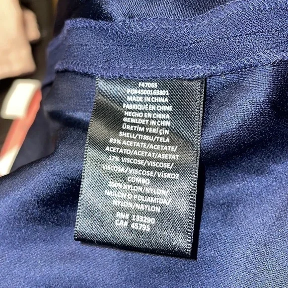 Marchesa Voyage Navy Blue Black Crepe & Lace Dress